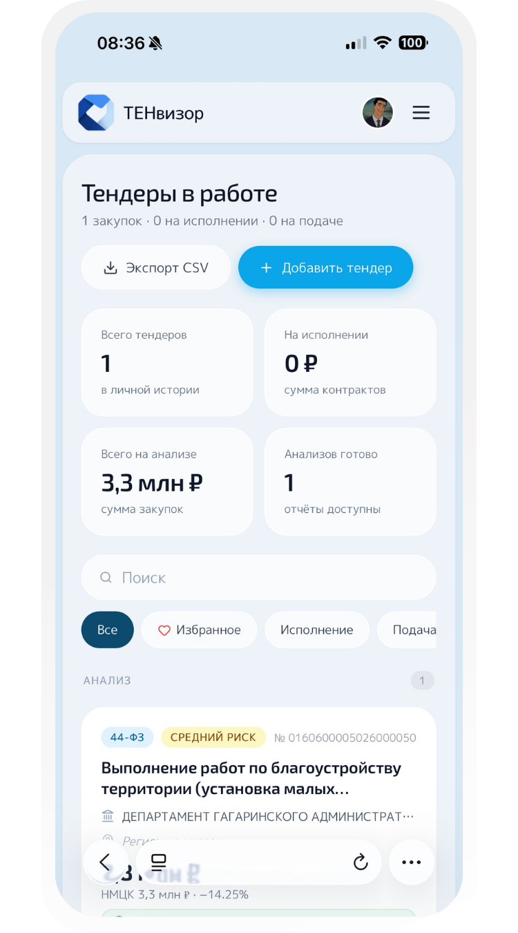 ТЕНвизор: экономика тендера — себестоимость и маржа